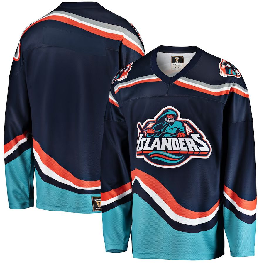 Men New York Islanders Fanatics Branded Navy Premier Breakaway Heritage Blank NHL Jersey->customized nhl jersey->Custom Jersey